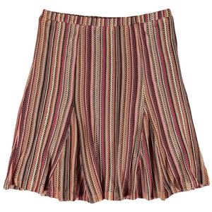 Downeast size Xl multi-colored striped ruffle skater circle style mini skirt EUC